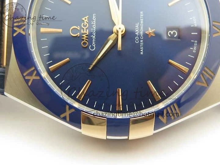 0409 Chic Constellation 131.33.41.21.03.001 SS RG TW Best Edition Blue Dial On Gummy Strap A 7872